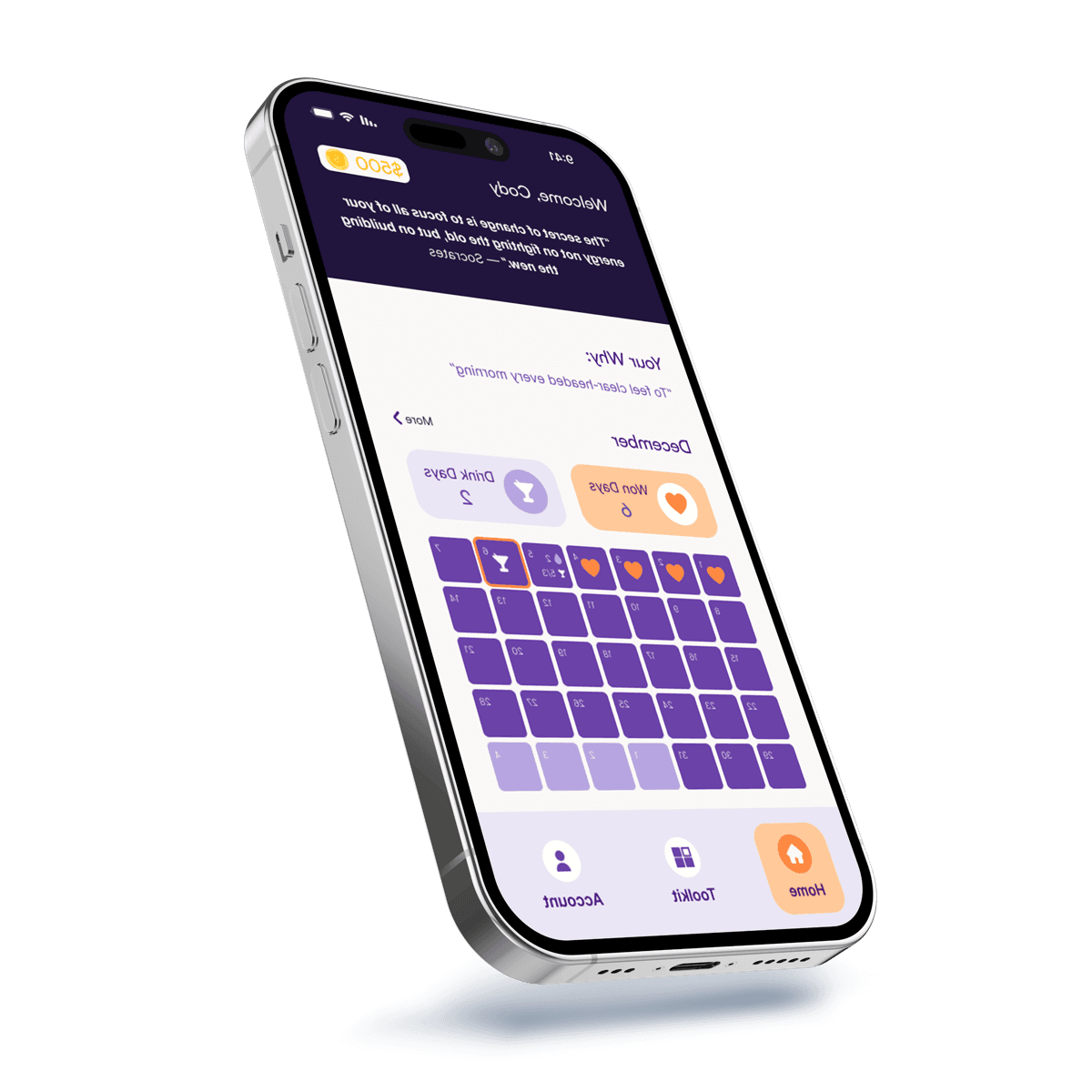 Alcohol Reboot app home screen
