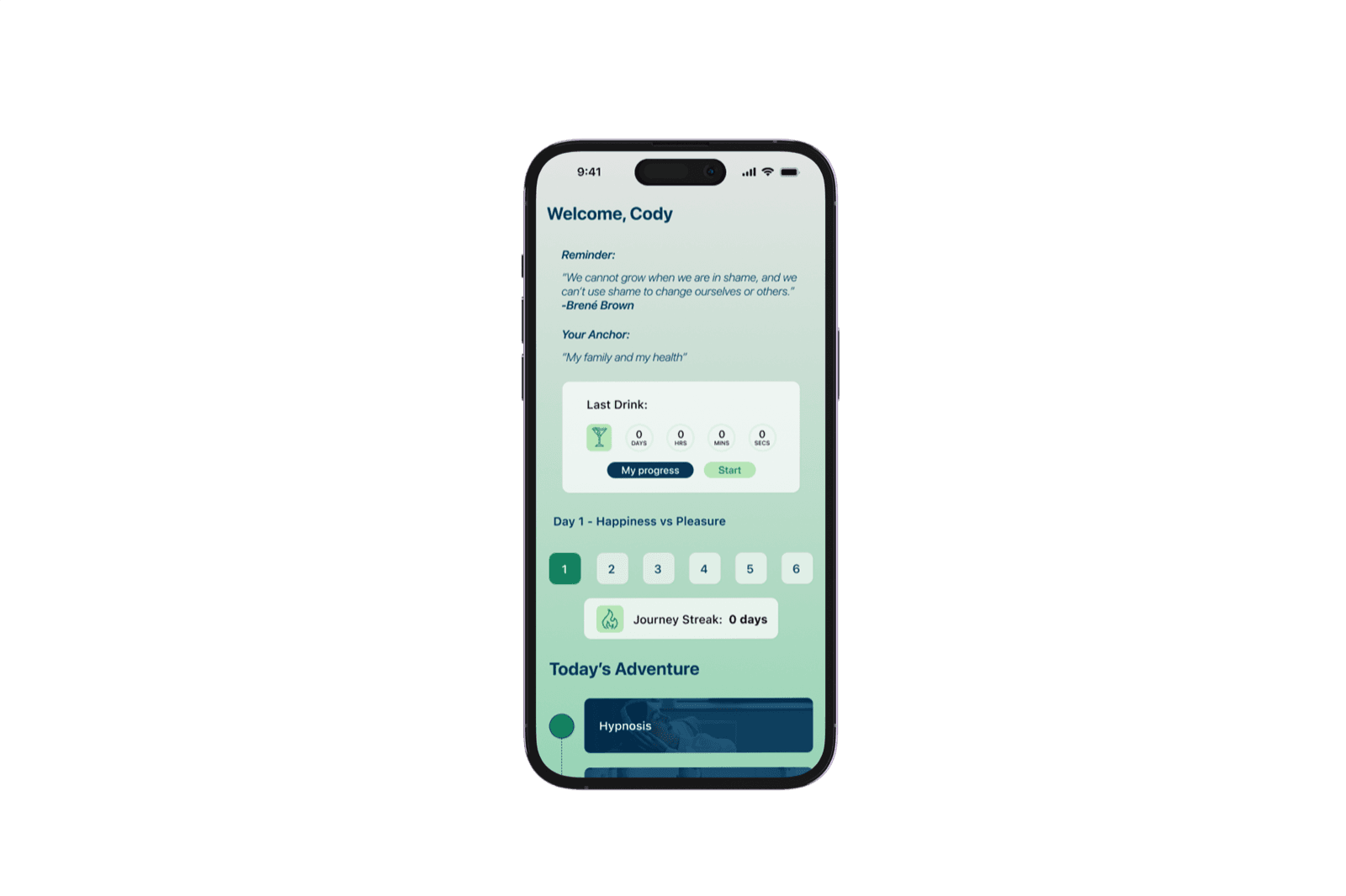 UM! app home screen