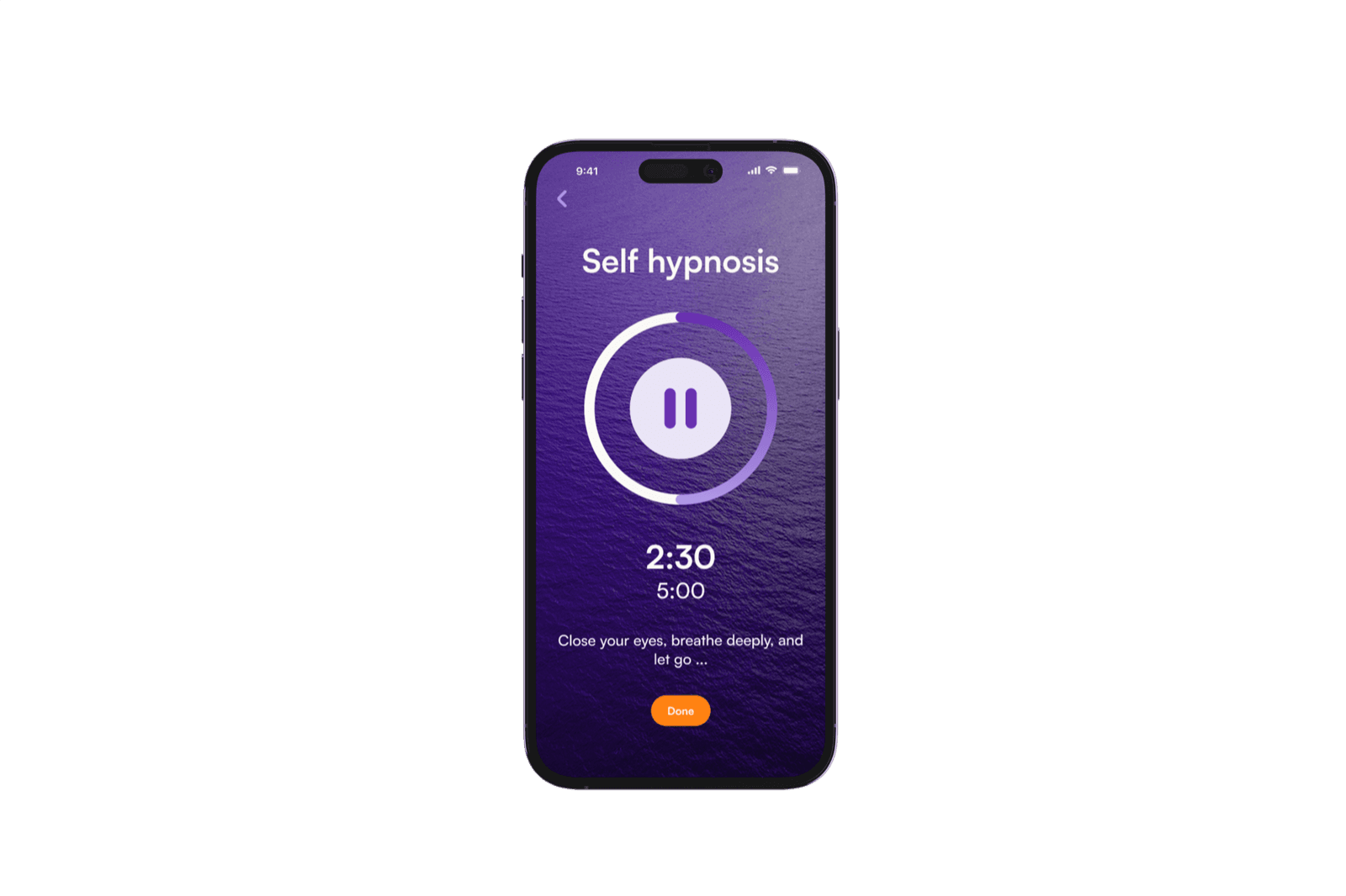 Alcohol Reboot app screen showing a self-hypnosis session